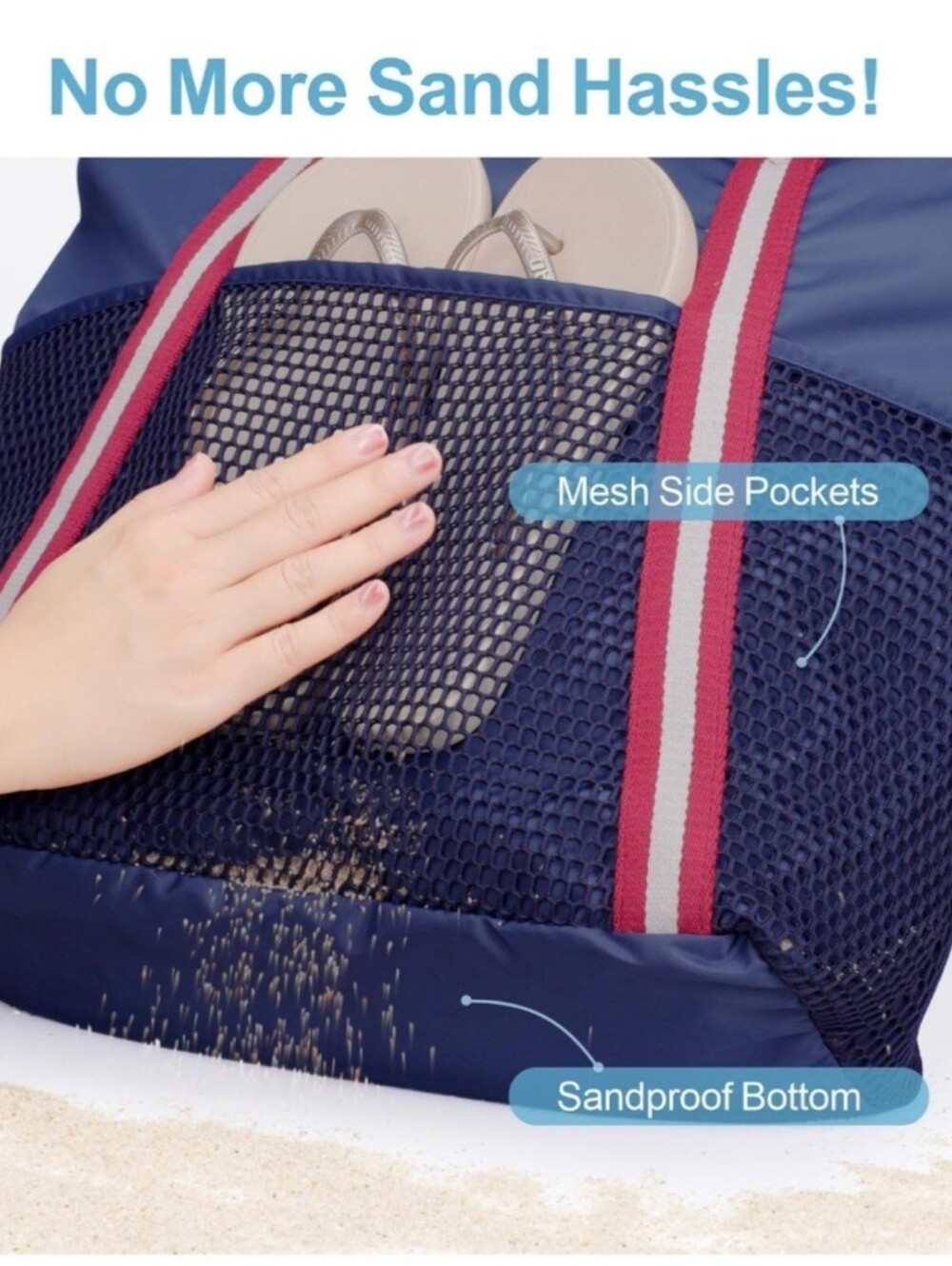 NWOT Navy Waterproof Tote / Beach Bag - Picture 6 of 8